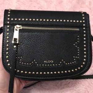 Aldo black and gold studded bag vegan leather new